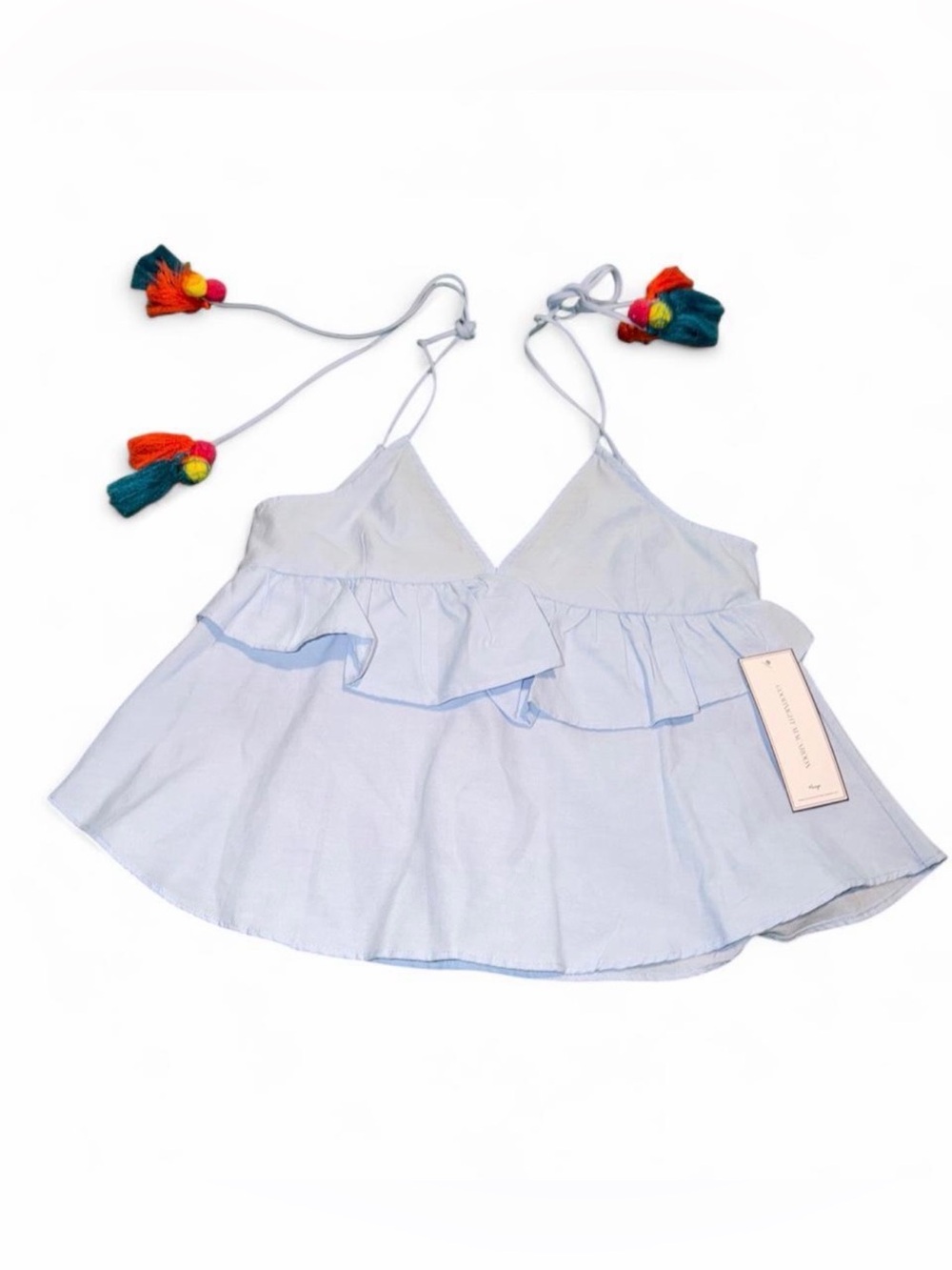 Goodnight Macaroon Light Blue Ruffle Tie-Shoulder Camisole